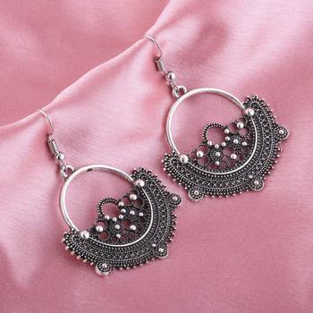Attractive Silver Fancy Oxidized Chandbali For Girl And Women 1