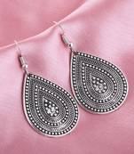 Charming Round Silver Ethnic Dropets Leaf Shape Oxidized Earring For Girls And Women