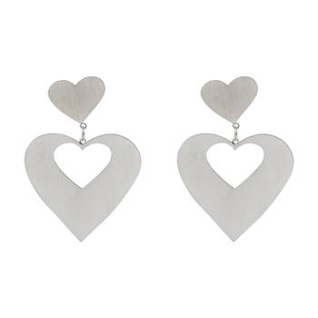 Glitzy Silver Heart Dangle  Earring For Women 2