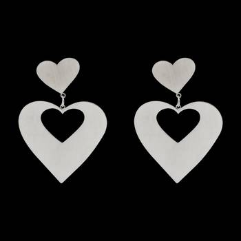 Glitzy Silver Heart Dangle  Earring For Women 3