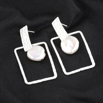 Glamrouse White Colour Shape Blocked Designe Drop Earring For Girls And Women 1
