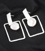 Glamrouse White Colour Shape Blocked Designe Drop Earring For Girls And Women