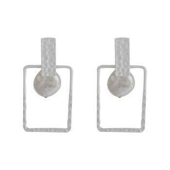 Glamrouse White Colour Shape Blocked Designe Drop Earring For Girls And Women 2