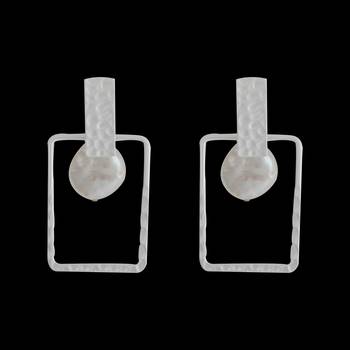 Glamrouse White Colour Shape Blocked Designe Drop Earring For Girls And Women 3