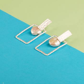 Glamrouse White Colour Shape Blocked Designe Drop Earring For Girls And Women 4