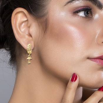 Trendy Gold Stylish Ethnic Traditional Look Drop Earring For Women 4