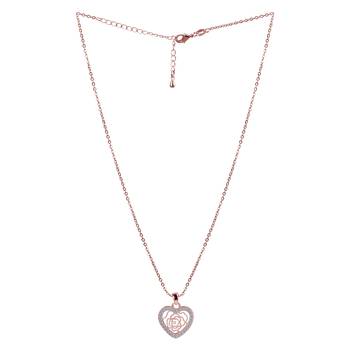 Unique Rose Gold Diamond Heart Flower Pendent Neckless 18 Inch Chain For Girls And Women Jewelry 4
