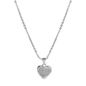 Beautiful Silver Diamond Heart Pendent Neckless Velentine Gift For Girls And Women 1