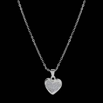 Beautiful Silver Diamond Heart Pendent Neckless Velentine Gift For Girls And Women 2