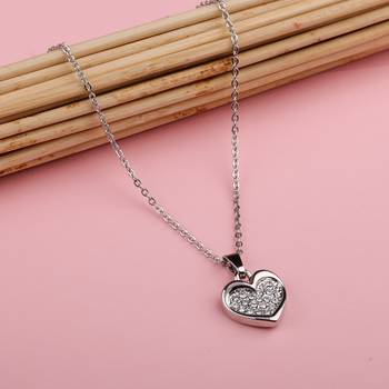 Beautiful Silver Diamond Heart Pendent Neckless Velentine Gift For Girls And Women 3