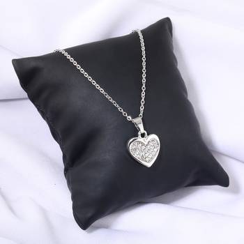Beautiful Silver Diamond Heart Pendent Neckless Velentine Gift For Girls And Women 5