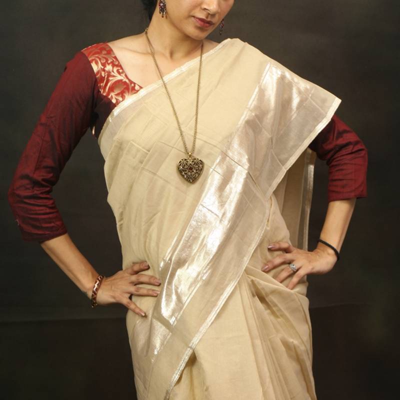 Pastel Cream Chanderi