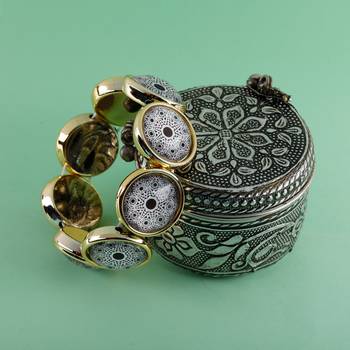 Black And White Enamel Print Stone Coff And Kada Bracelet For Girls And Women 3