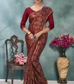 Purple plain silk saree with blouse