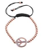 Attractive Rose Gold Alloy Beads Diamond Religious Bracelet For Girls And Women Daily Wear Jewelry