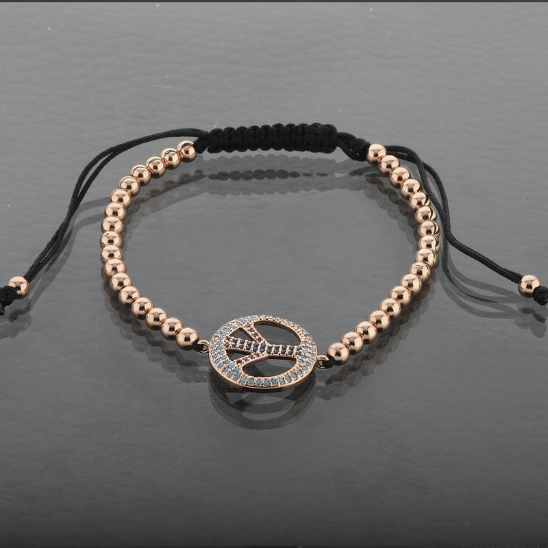 Attractive Rose Gold Alloy Beads Diamond Religious Bracelet For Girls And Women Daily Wear Jewelry