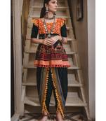 Black yellow unique khadi  kedia with baby yoke and pants set