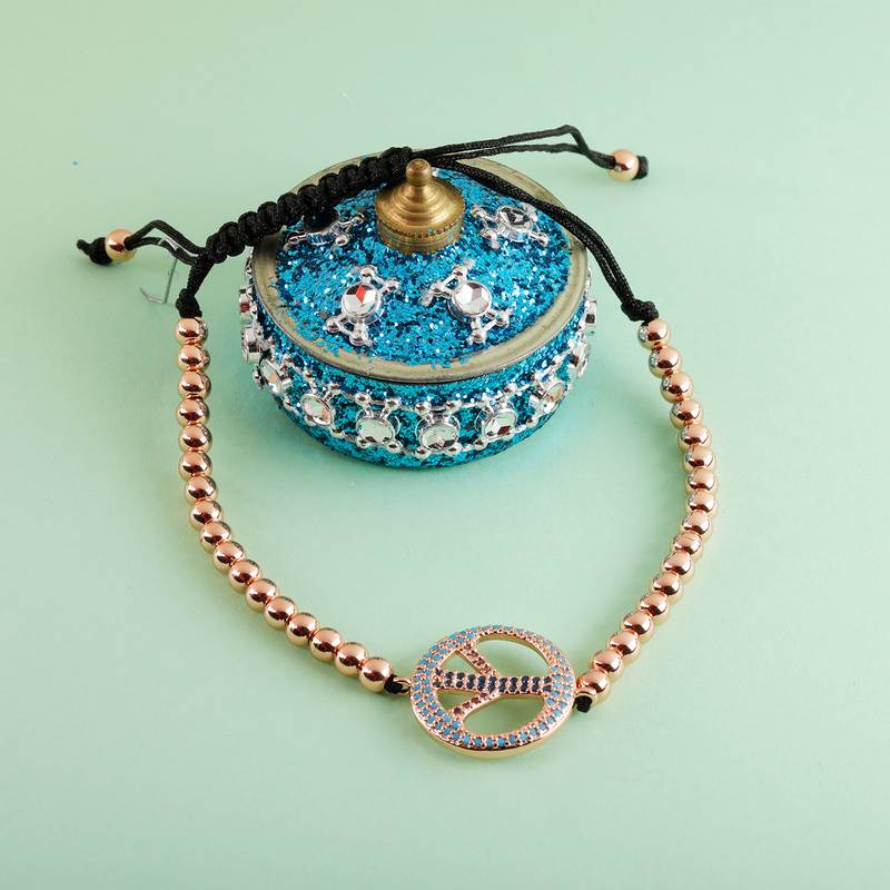 Attractive Rose Gold Alloy Beads Diamond Religious Bracelet For Girls And Women Daily Wear Jewelry