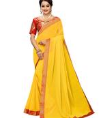 Yellow Plain Chiffon Saree With Blouse