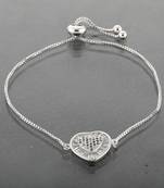 Crystal Diamond Silver Plated Heart Bracelet Party Wear Bracelet For Girl And Women Jewelry