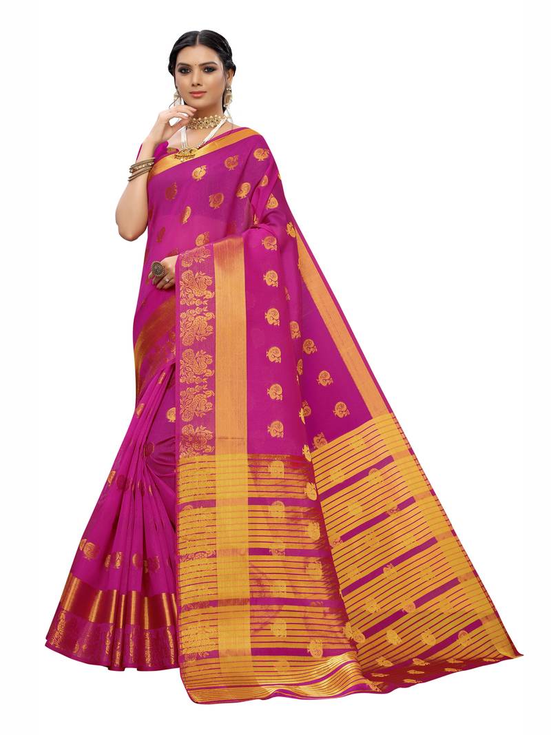 Rani Chanderi Cotton Printes Saree
