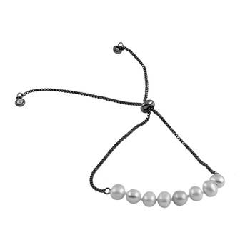 Gorgeous Bracelet In Metallic Black Chain With Pearl For Girls And Women Jewelry 1