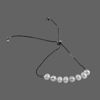 Gorgeous Bracelet In Metallic Black Chain With Pearl For Girls And Women Jewelry 2