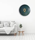 Golden Floral Ornament Green Disc Metal Wall Art