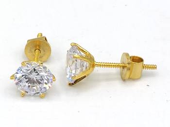 Solitaire Look Gold Plated American Diamond Studs 2