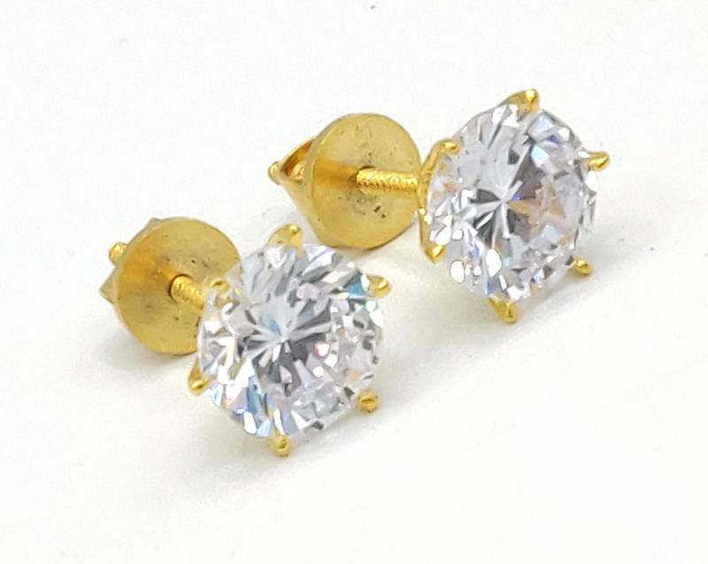 Solitaire Look Gold Plated American Diamond Studs