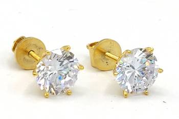 Solitaire Look Gold Plated American Diamond Studs 4