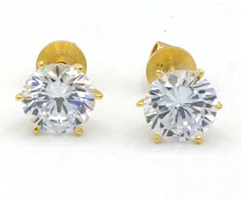 Solitaire Look Gold Plated American Diamond Studs 1