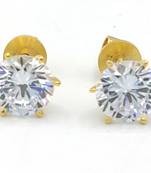 Solitaire Look Gold Plated American Diamond Studs