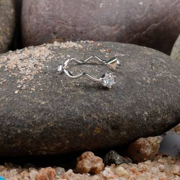 Silver Plated Solid Diamond Lightweight Simple Ring For Girls And Women 3