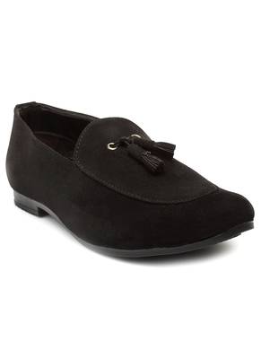 Treemoda Black Suede Tassel Loafers For Men 1
