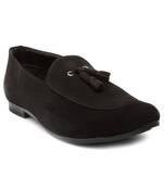 Treemoda Black Suede Tassel Loafers For Men