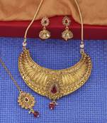 Elegant Traditional Gold Plated Choker Jewellery Set For Girls And Women