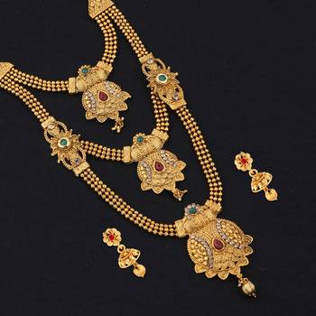 Traditional Gold Plated Ethnic Long Bridal Wedding Jevellry Set For Girls And Women 5