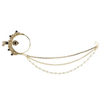 Traditional Gold Plated Bottle Green Stone Diamond Nose Ring  For Girls And Women Jewellery 2