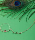 Traditional Gold Plated Elegant One Line Chain Nose Ring For Girls And Women Jewellery