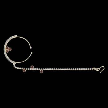 Traditional Gold Plated Elegant One Line Chain Nose Ring For Girls And Women Jewellery 3