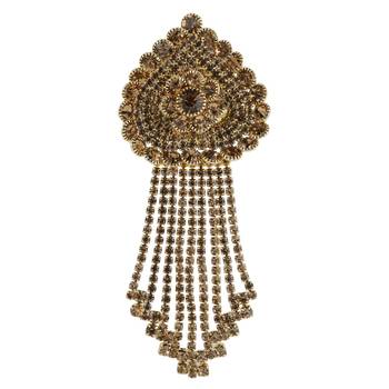 Traditional Gold Plated Exlusive Golden Diamond Studded Designer Wedding Brooch For Unisex Jewellery 2