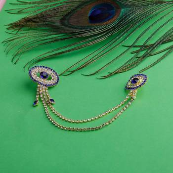 Traditional Gold Plated Exlusive Royal Blue Wedding Brooch For Unisex Jewellery 1