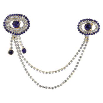 Traditional Gold Plated Exlusive Royal Blue Wedding Brooch For Unisex Jewellery 2