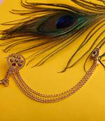 Traditional Gold Plated Exlusive Golden Colour Diamond Studded Designer Wedding Brooch For Unisex Jewellery