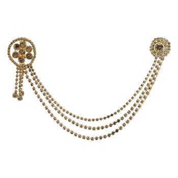 Traditional Gold Plated Exlusive Golden Colour Diamond Studded Designer Wedding Brooch For Unisex Jewellery 2
