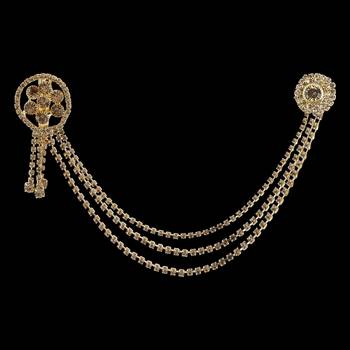 Traditional Gold Plated Exlusive Golden Colour Diamond Studded Designer Wedding Brooch For Unisex Jewellery 3