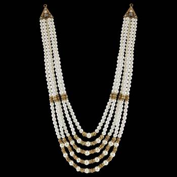 Exclusive Traditional Multi Layer Of Pearl And Stone Studded Designer Groom Mala For Sherwani Men'S Jewellery 2