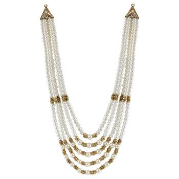 Exclusive Traditional Multi Layer Of Pearl And Stone Studded Designer Groom Mala For Sherwani Men'S Jewellery 3