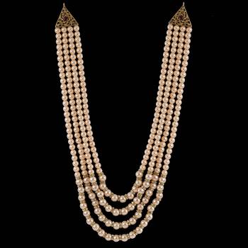 Exclusive Traditional Royal Pearl With Stone Studded Designer Groom Mala For Sherwani Men'S Jewellery 2